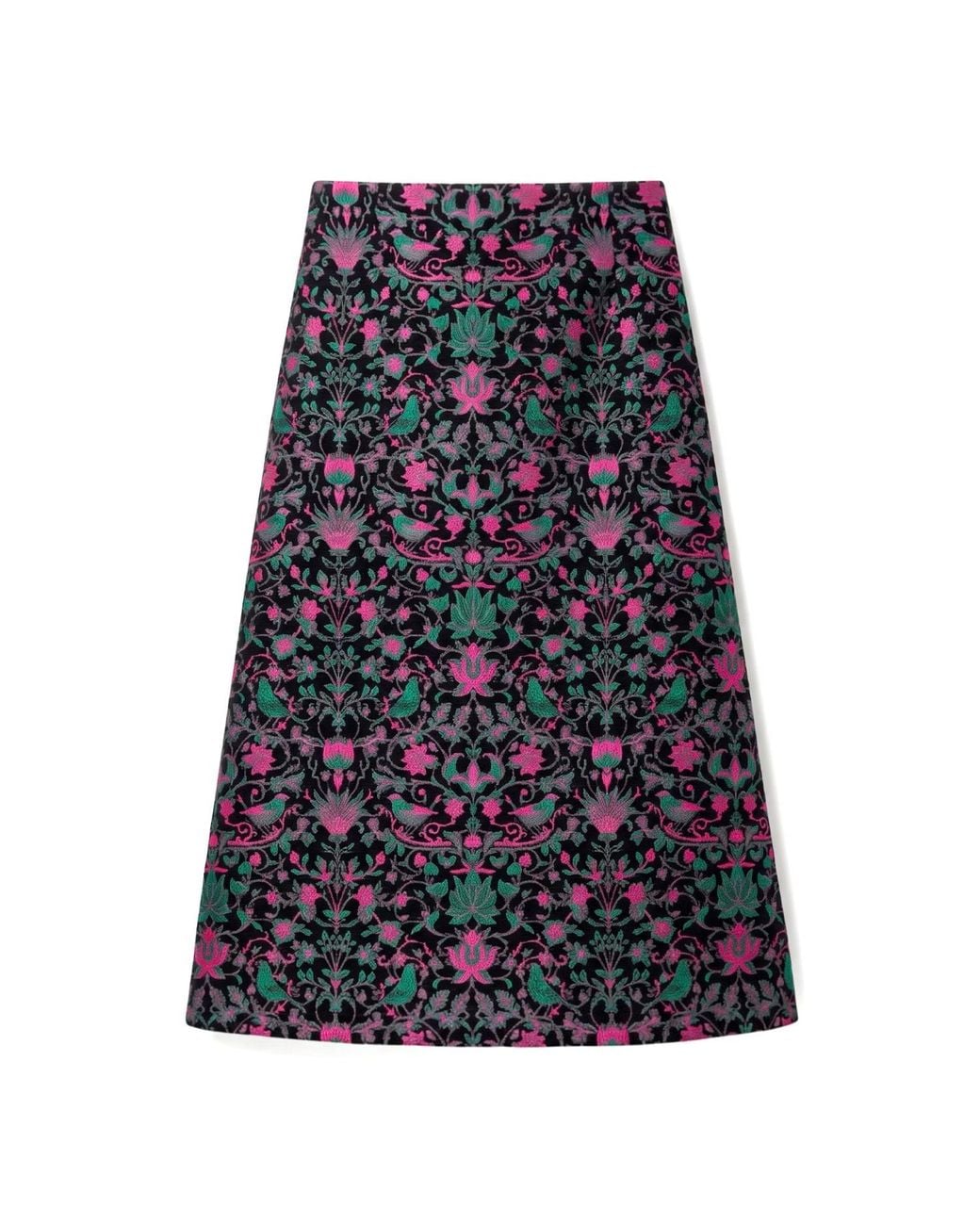 Louche Blue Buffy Belle Plume Jacquard Midi Skirt