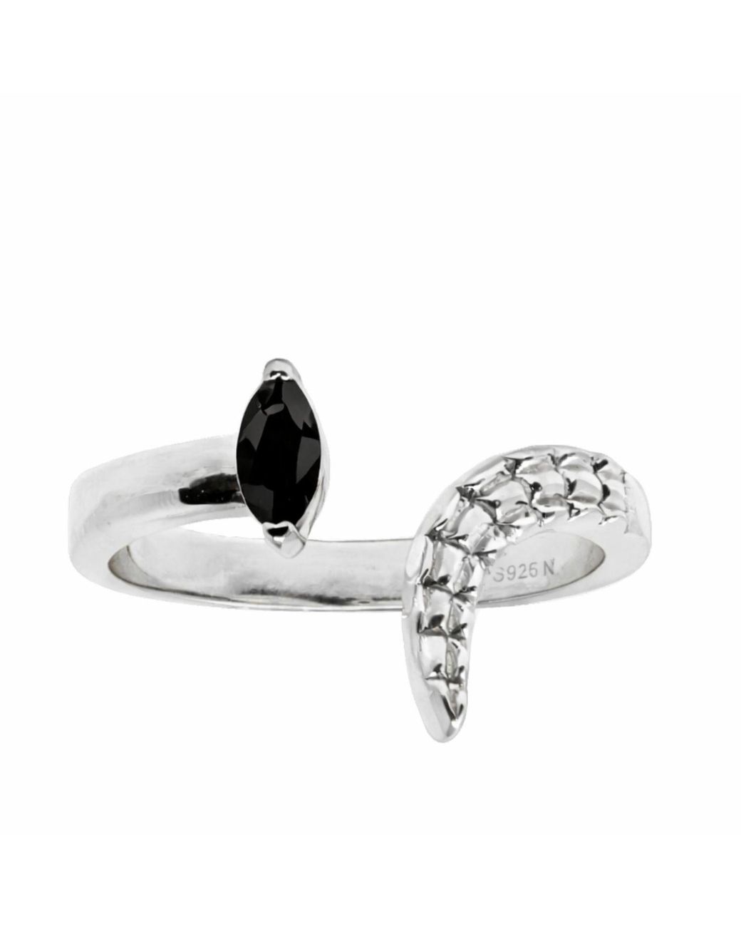 NASI SILVER Black Croctail Marquise Ring- Onyx