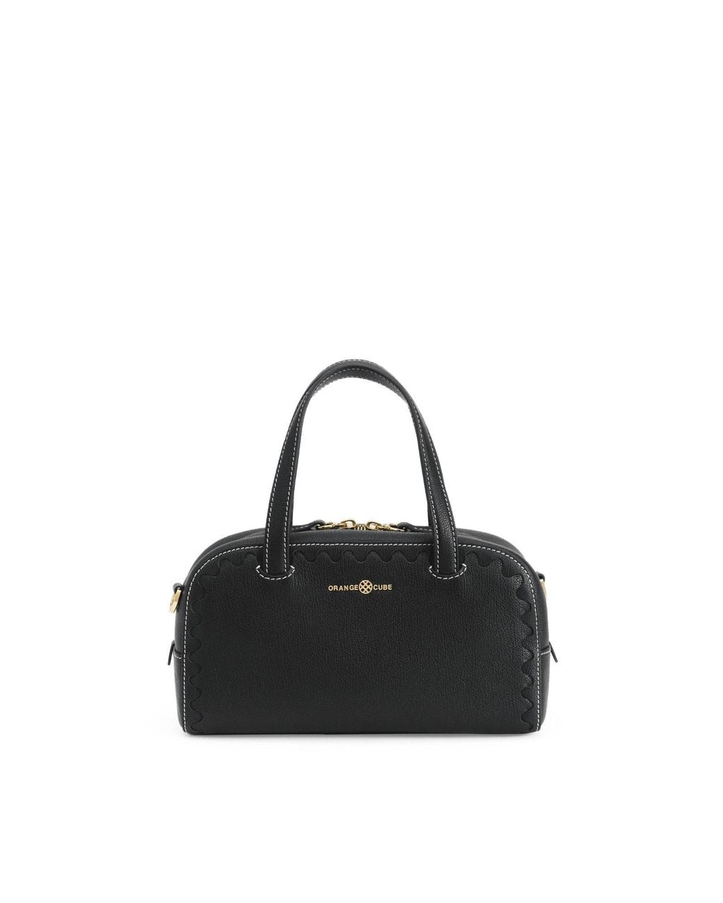 Orange Cube Black Mosaic Boston Hand Bag