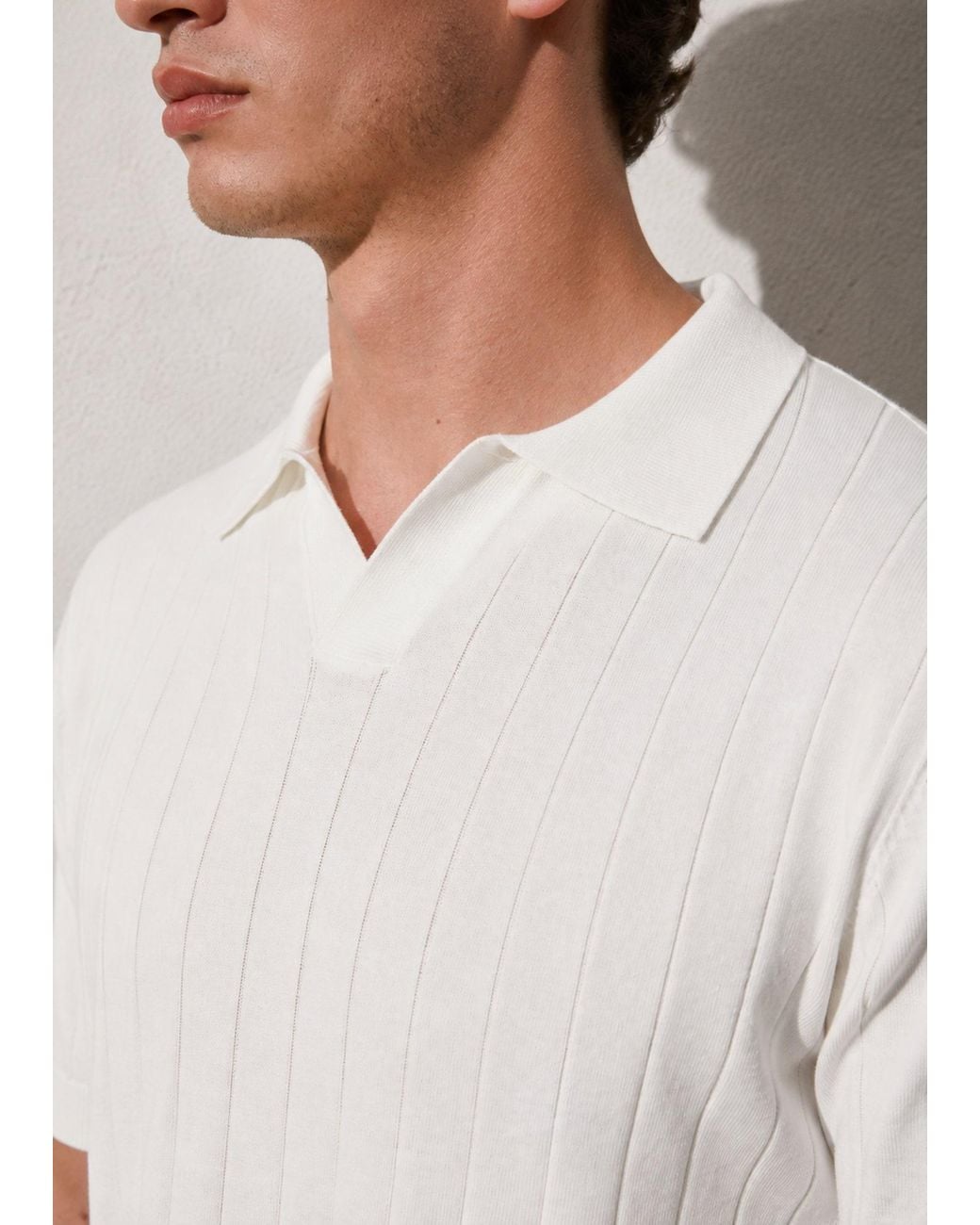 Vayla White Knitted Short Sleeve Polo Shirt for men