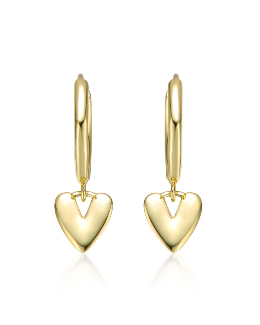 Genevive Jewelry Metallic Plated Heart Dangling Earrings