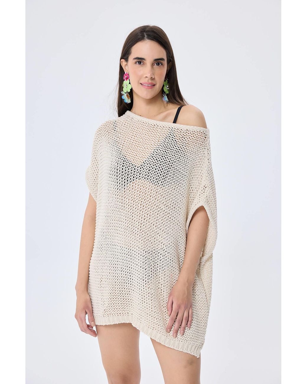 Peraluna Natural Neutrals Fiona Openwork Knit Tunic