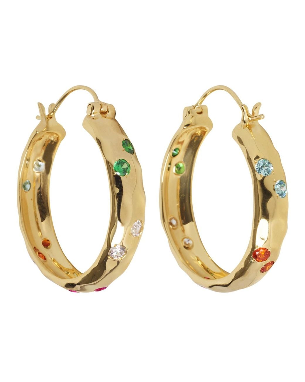 YAA YAA LONDON Metallic Luxury Jewel Hoop Earrings