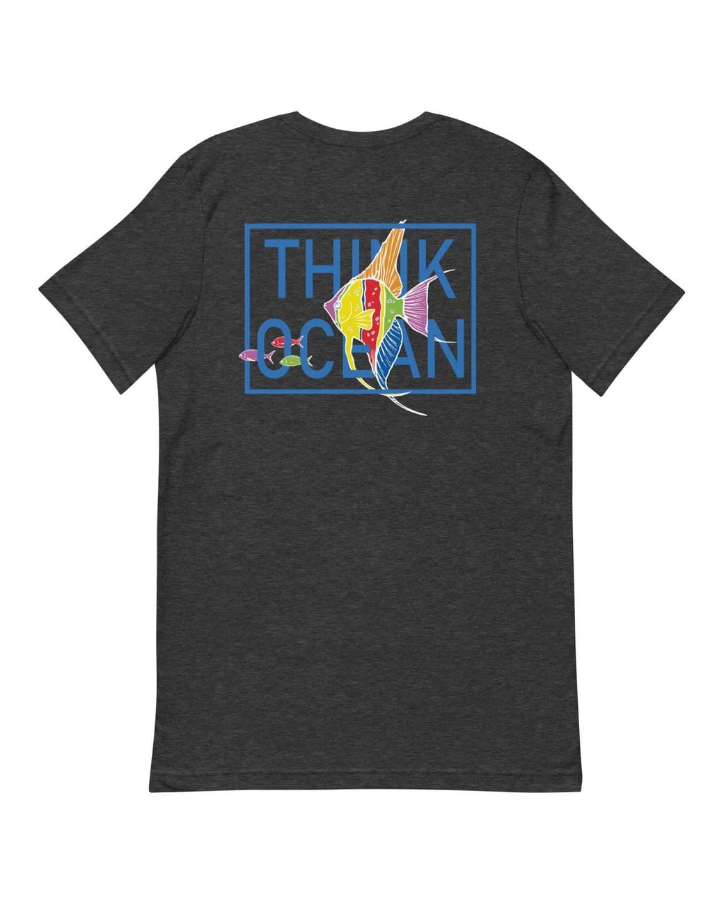 Anchor and Crew Black Heather Think Ocean Fish Fluorescence Cotton Embroidered T-Shirt