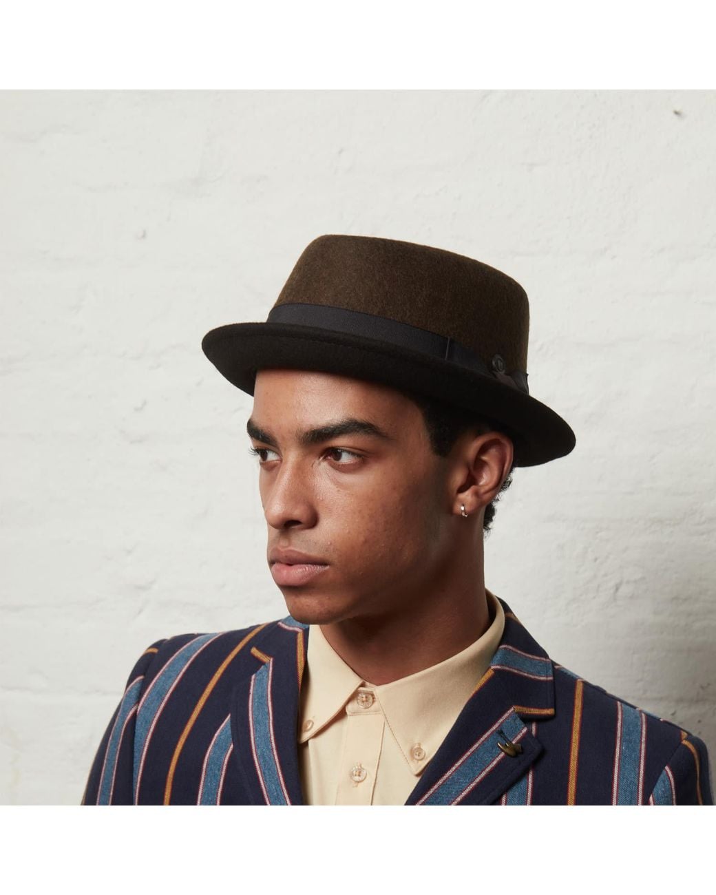Dasmarca Hats Brown Jackson Chestnut Wool Felt Two Tone Porkpie Hat for men