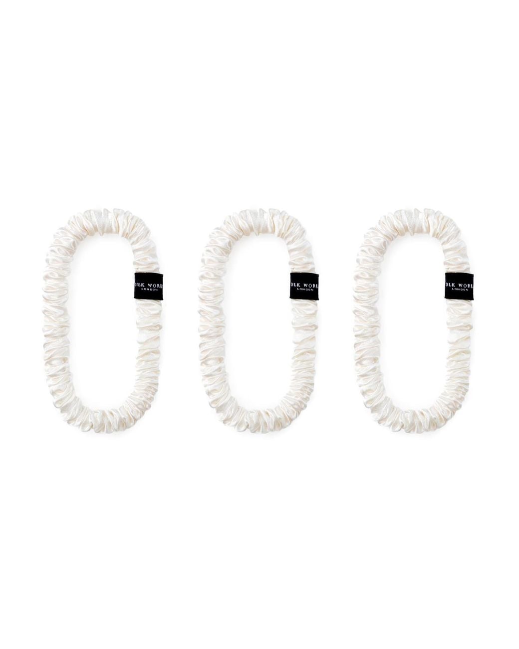 Silk Works White Ivory Skinny Scrunchies