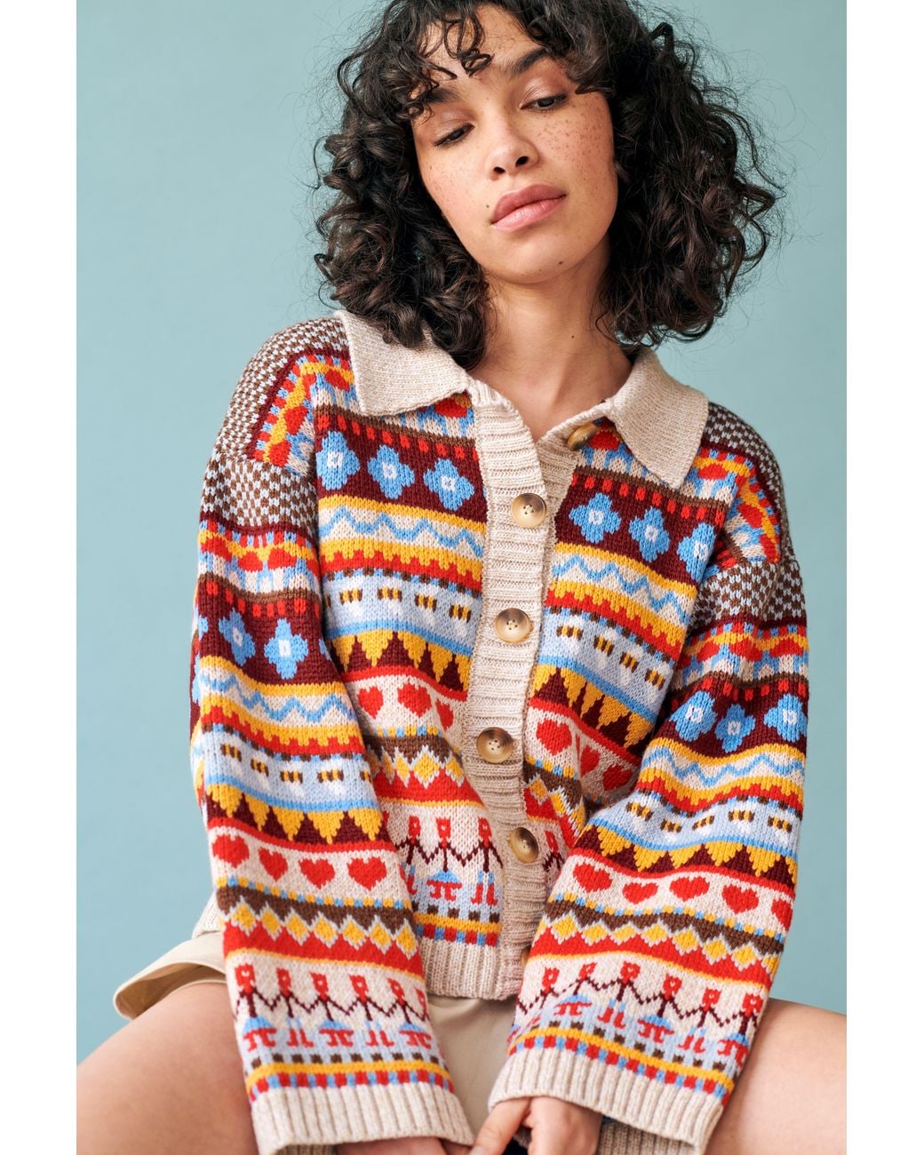 Gigi Knitwear Red Bee Garden Cardigan