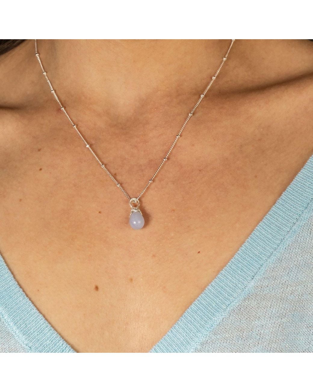 Claire Hill Designs Metallic Lace Agate Lichen Pendant Necklace