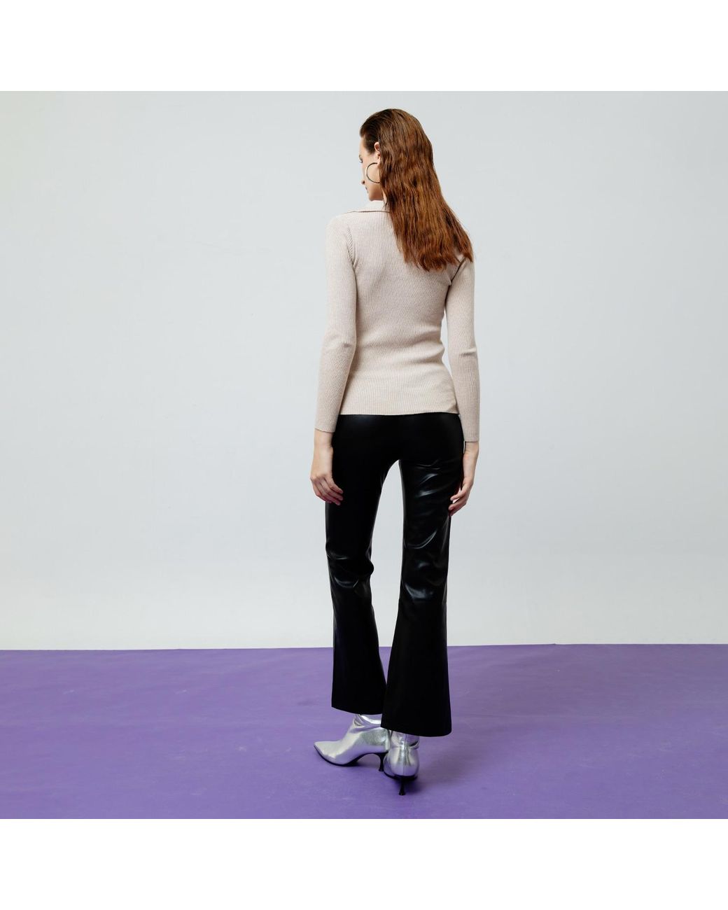 Ats the Label Natural Neutrals Vesper Creme Ribbed Knit Top