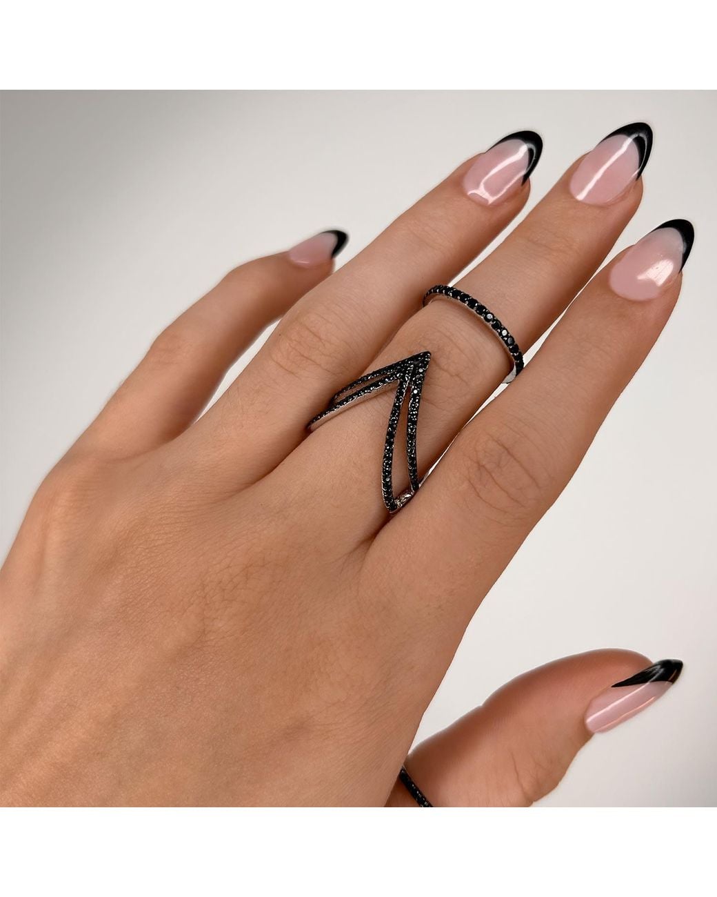 SALLY SKOUFIS White Highbeam Midi Ring With Made Cz Diamond Stimulant