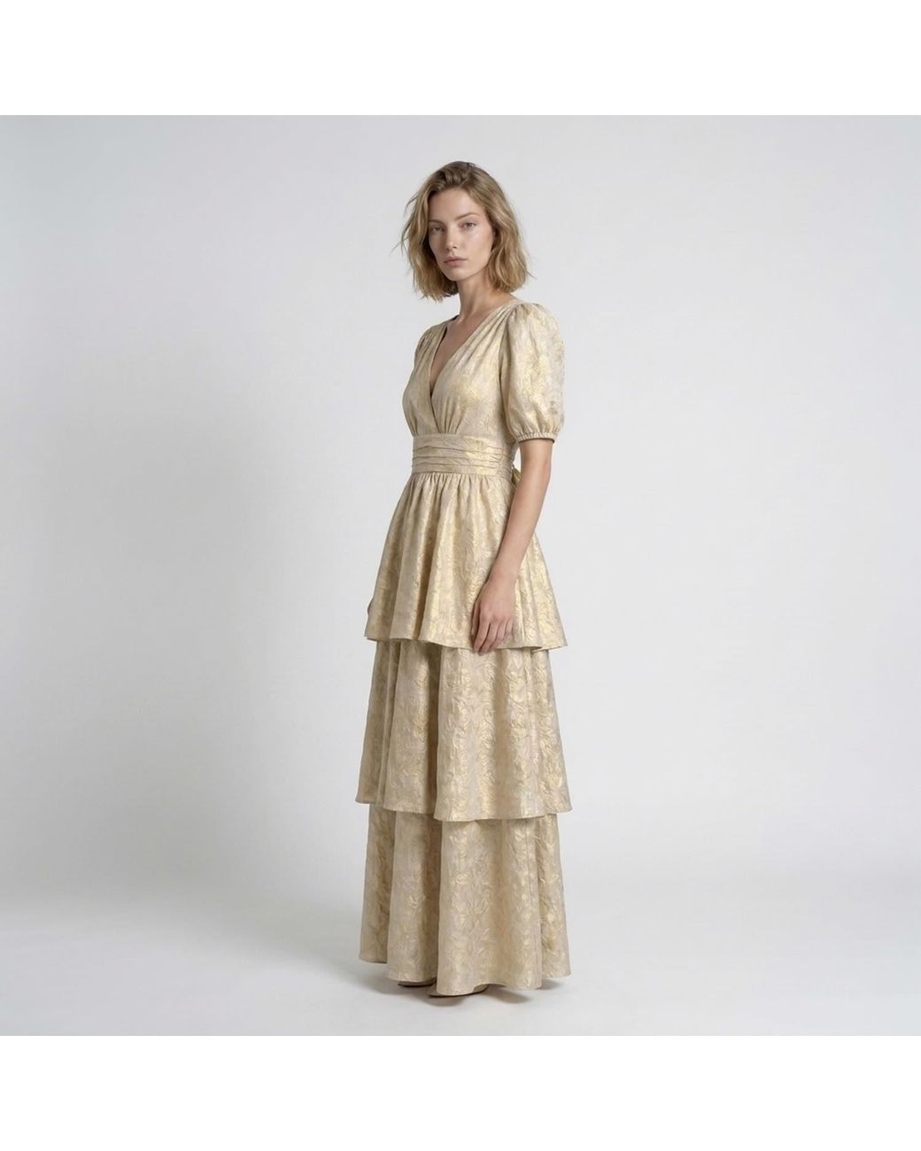Modenaire Natural Luminous Maxi Dress Sculpted Form