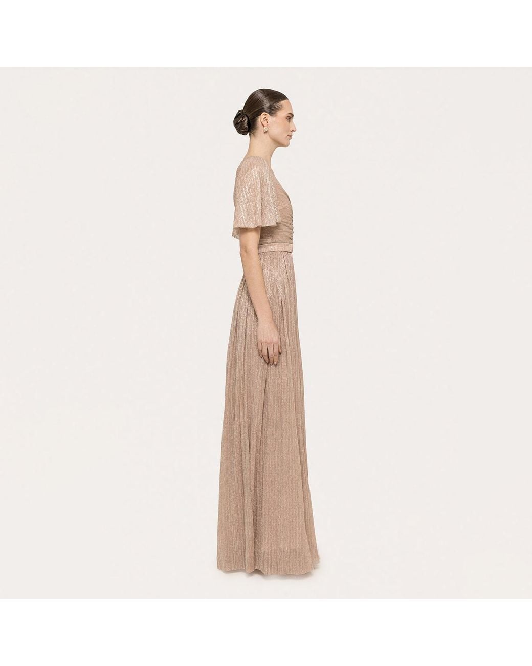 Nissa Natural Neutrals Sequin-Applique Maxi Dress Nude