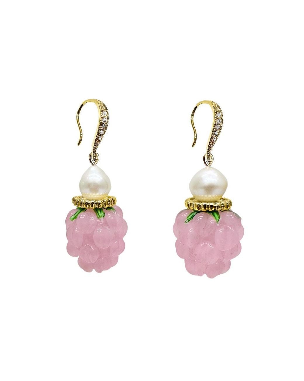 Farra Pink Raspberry With Freshwater Pearls Earrings