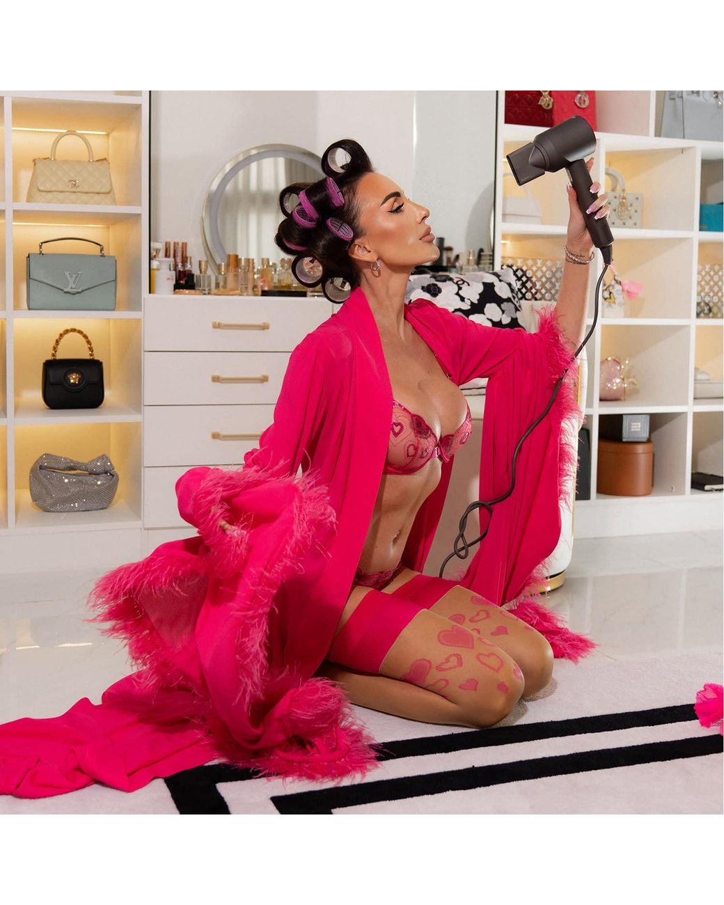 Ak Royalty Resortwear Pink Melanie Waterfall Kimono Cypress