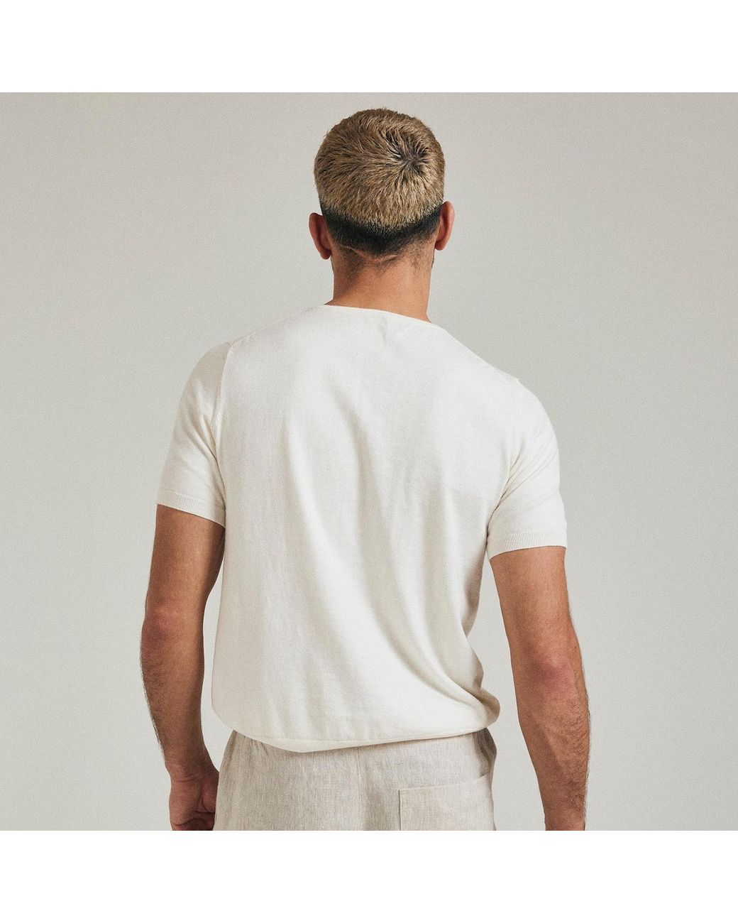 Salts Cashmere White Short Sleeved Knitted Tee for men