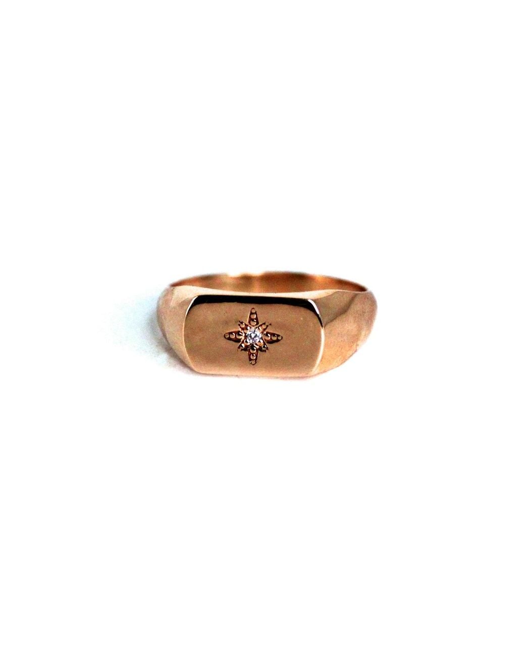 VicStoneNYC Fine Jewelry Metallic Natural Diamond Polaris Star Signet Ring