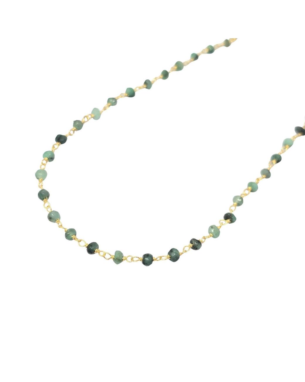 Sophelia Metallic Raw Emerald Beaded Delicate Plated Necklace