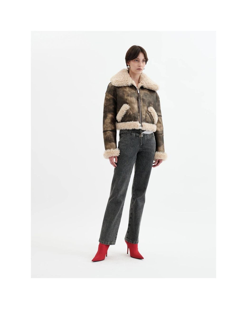 Jakke Natural Aviator Cropped Jacket Antique
