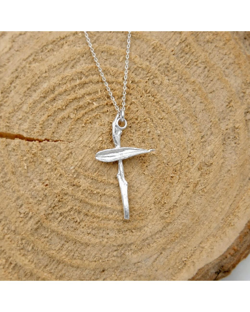 Mother Nature Jewelry Metallic Cross Necklace, Handmade Leaf Pendant