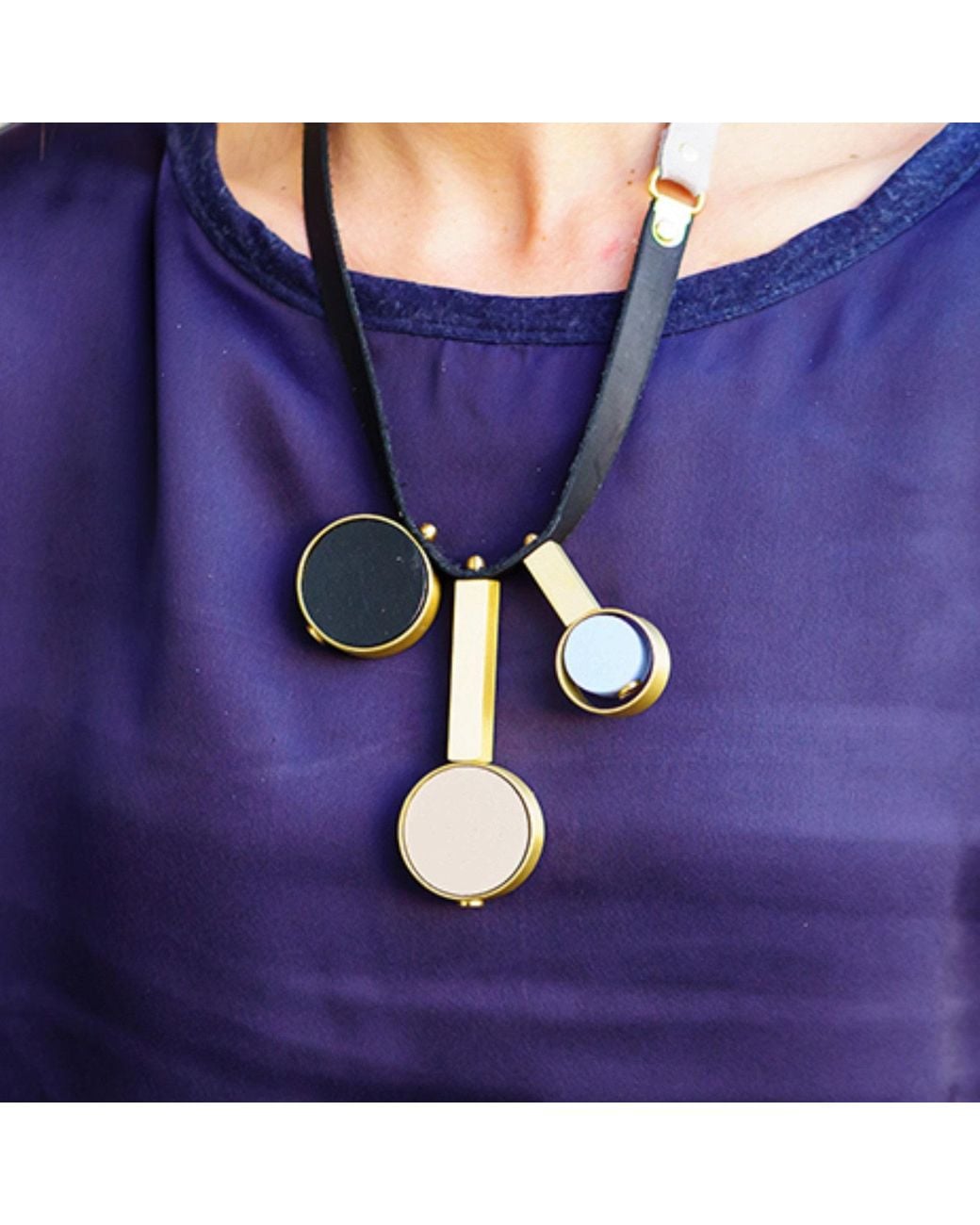 Svetlana Vukov Blue Neutrals&Sand Triple Pulse Necklace