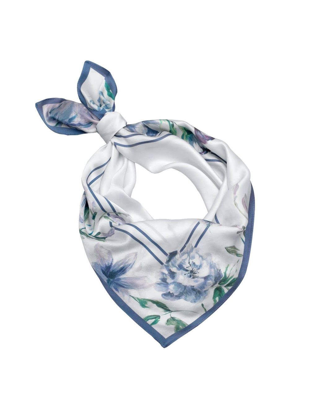 RainSisters Blue Medium Floral Natural Silk Scarf