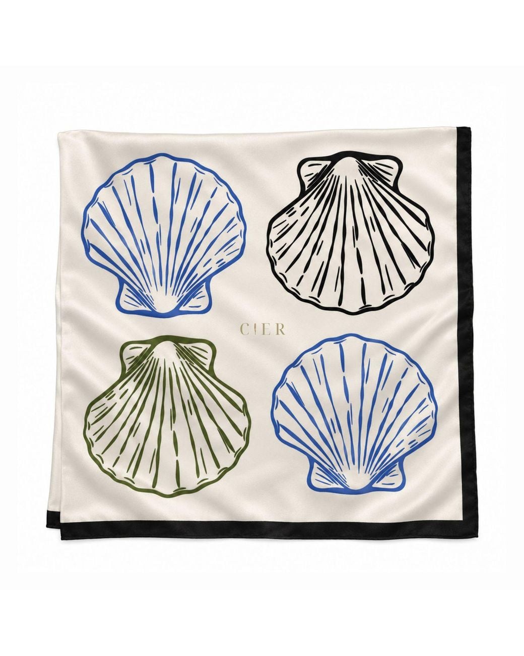Cier Blue Seashell Stamp Scarf