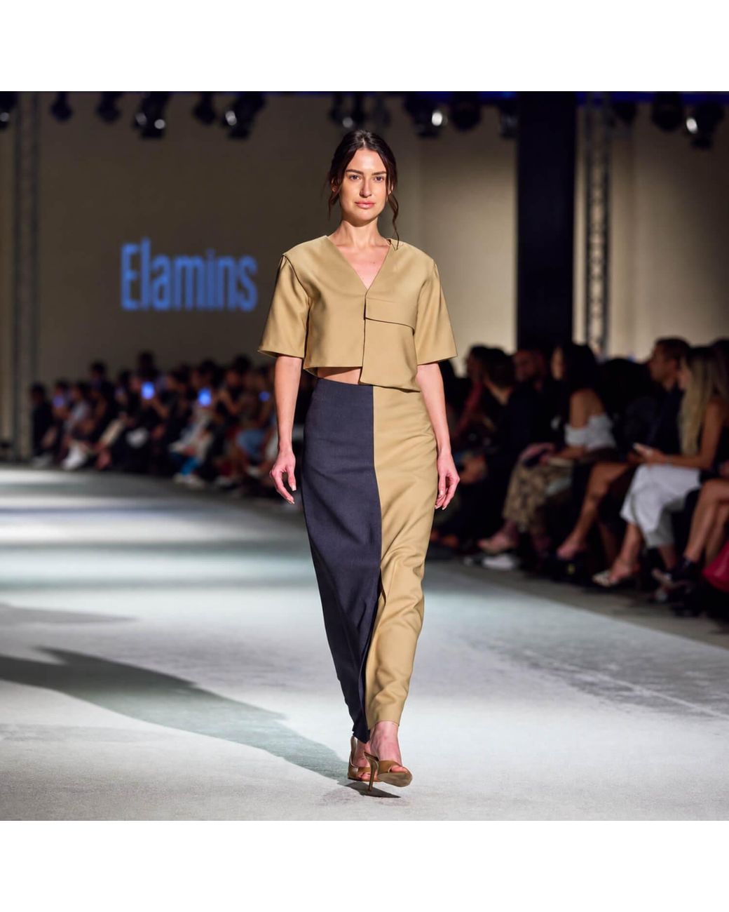 Elamins Multicolor Vertical Two Tone Maxi Skirt