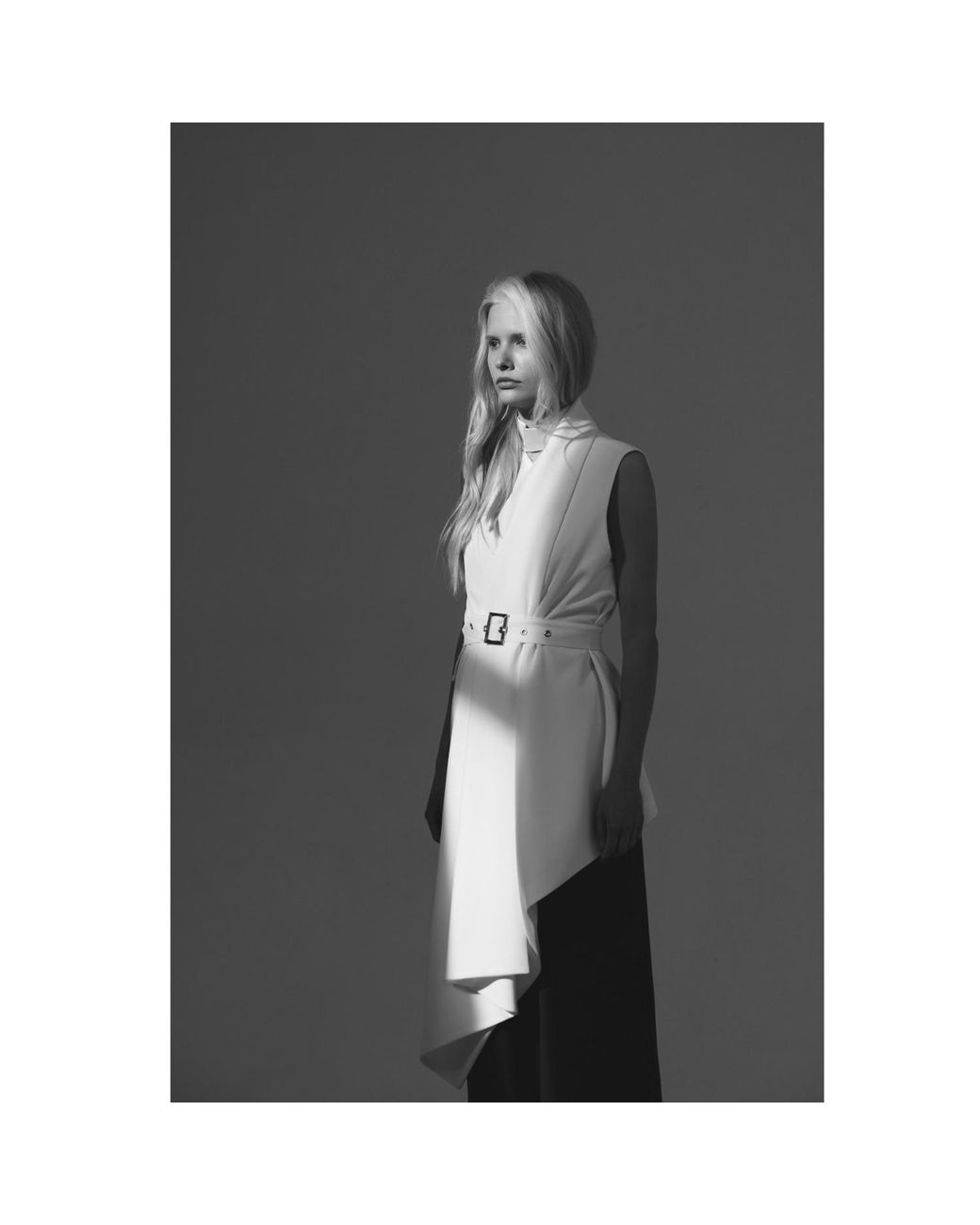 Julia Allert Natural Neutrals Asymmetrical Sleeveless Blazer — Ecru