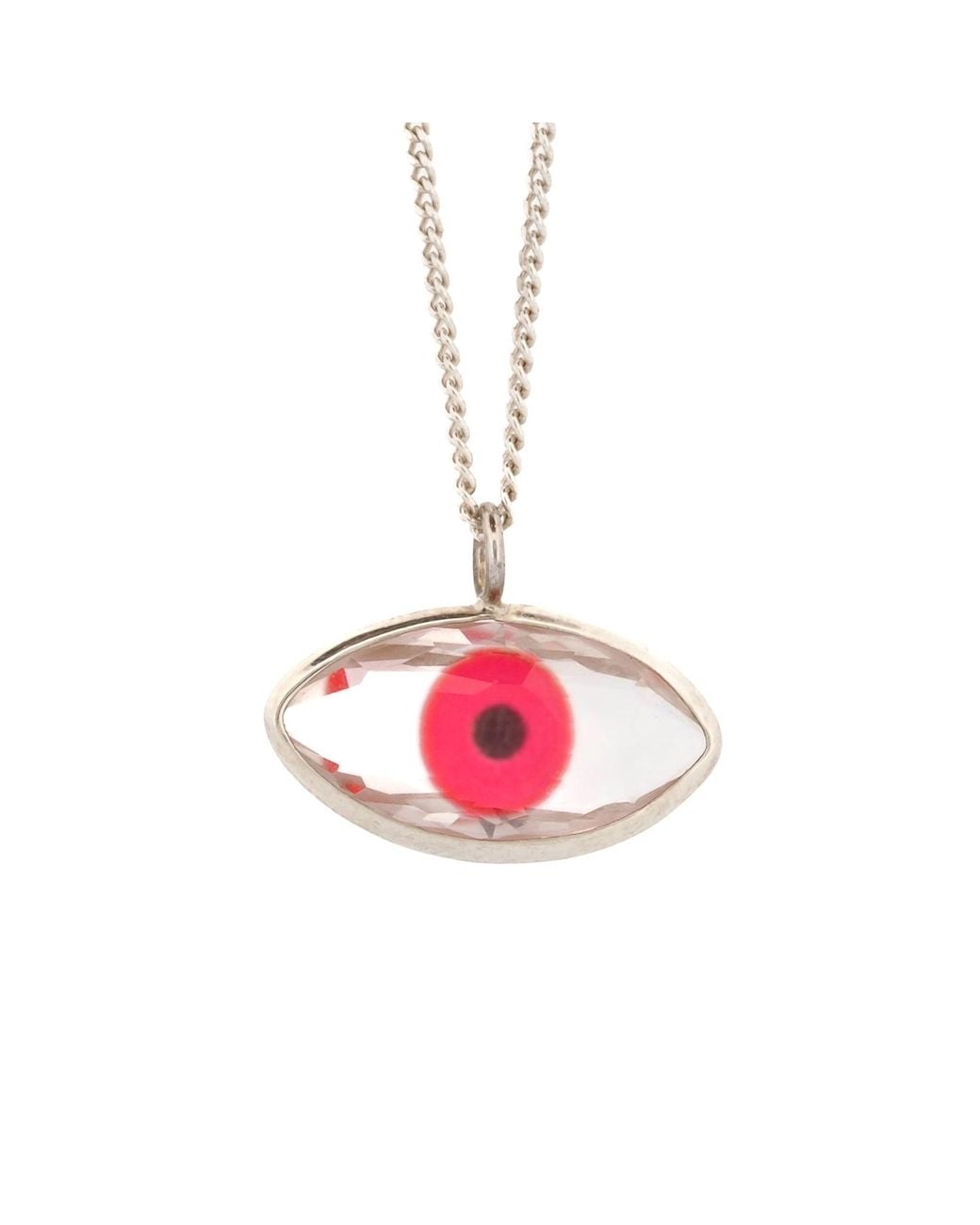 Ebru Jewelry Pink Glass Evil Eye Sterling Necklace