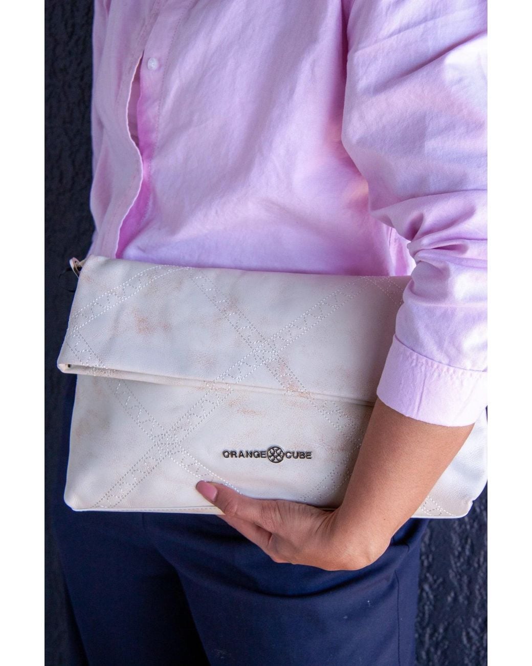 Orange Cube White Retro Messenger Bag