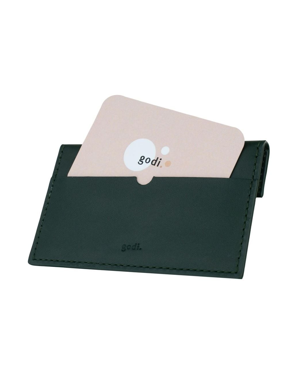 godi. Green Compact Leather Coin And Card Holder for men
