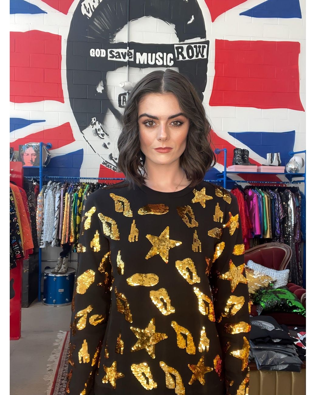 Any Old Iron Blue S Leopard Star Sweatshirt