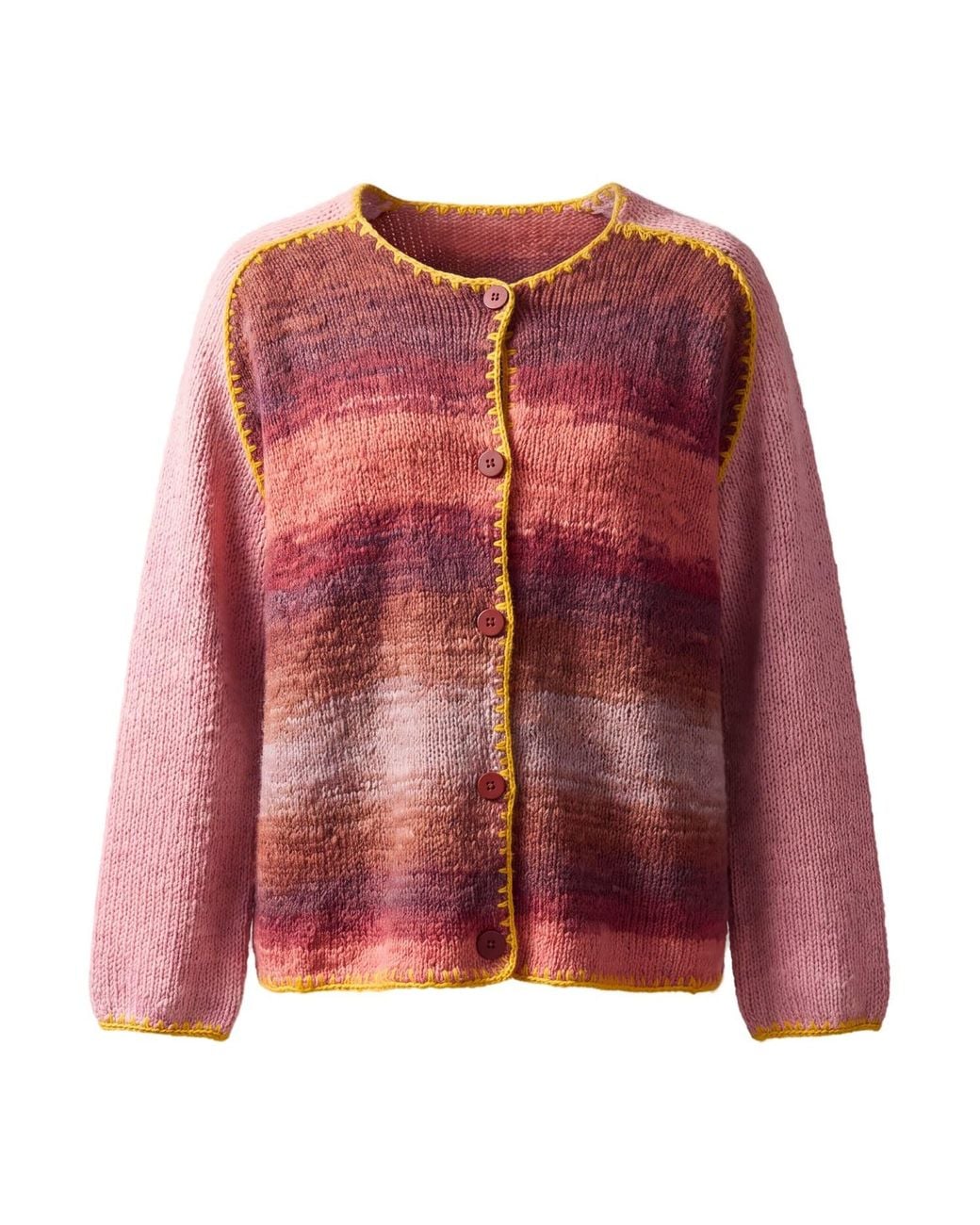 Ana Chic Red Sunset Ombre Handmade Knitted Cardigan