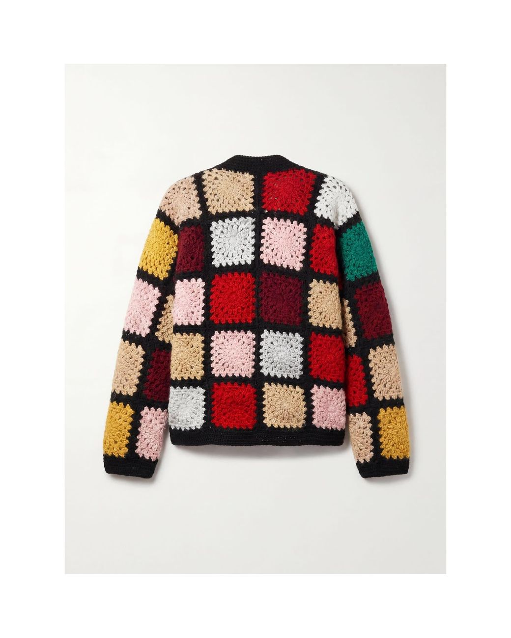 Ana Chic Red Patchwork Granny Square Handmade Crochet Cardigan