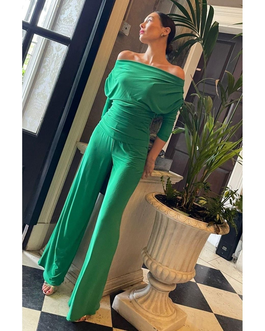 Atom Label Green Carbon Jumpsuit With Sleeve