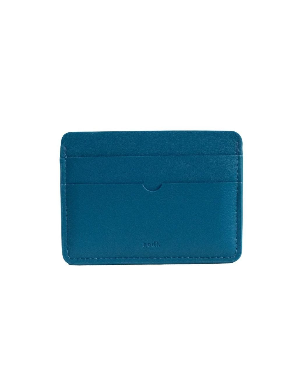 godi. Blue Handmade Leather Card Case for men