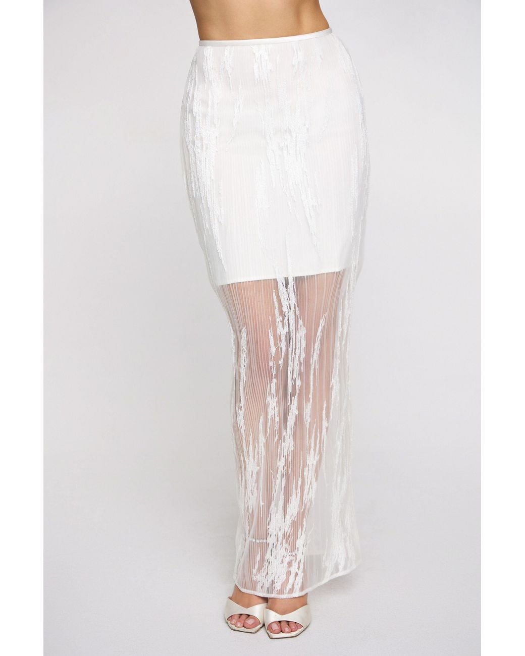 Marieta Yan White Ophélie Sheer Pleated Skirt