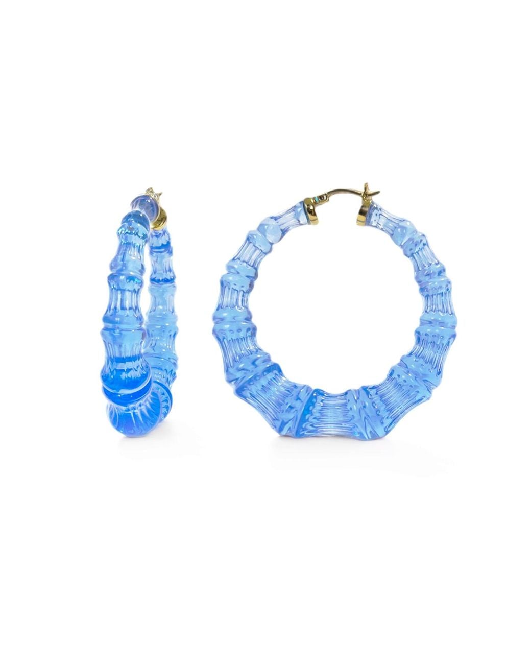Gold & Honey Blue Bamboo Hoop Earrings
