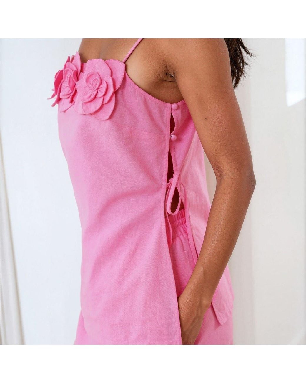 Yumi Kim Pink Flora Linen Top