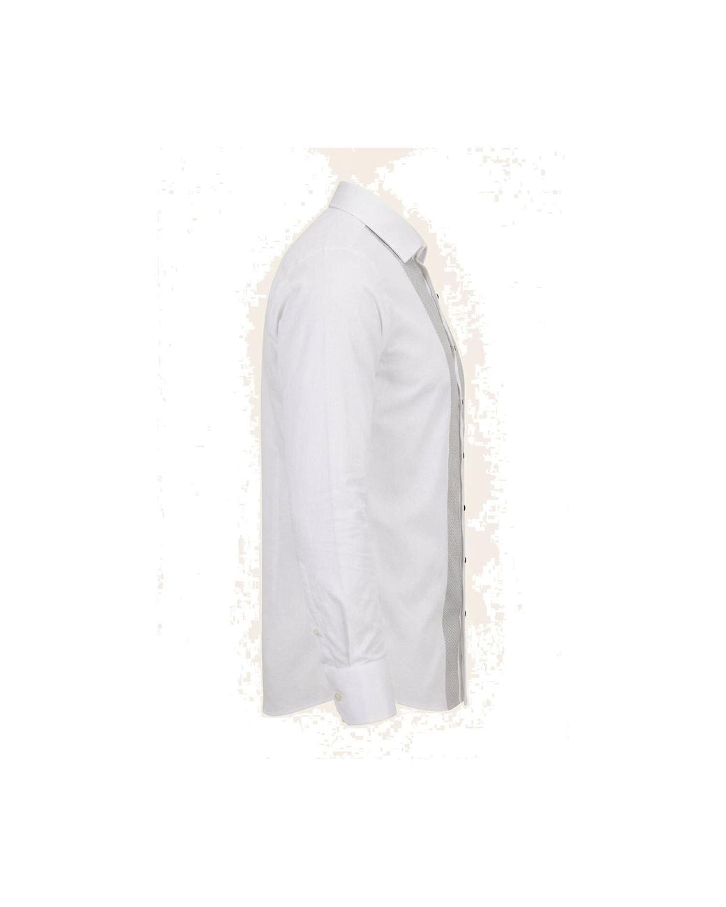 Ron Tomson White Lurex Paneled Spread Collar Shirt for men