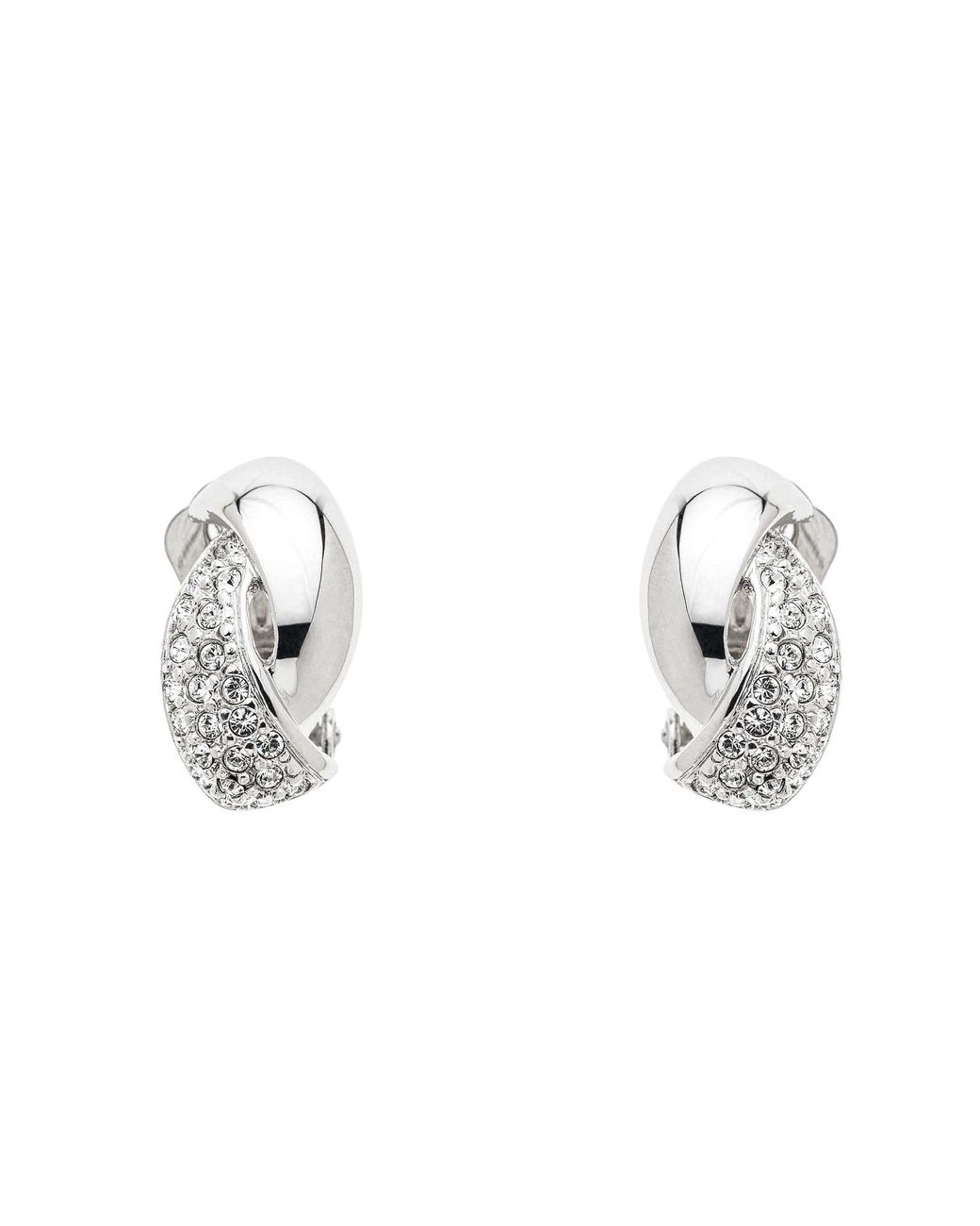 Emma Holland Jewellery White Platinum Crystal Twist Clip Earrings