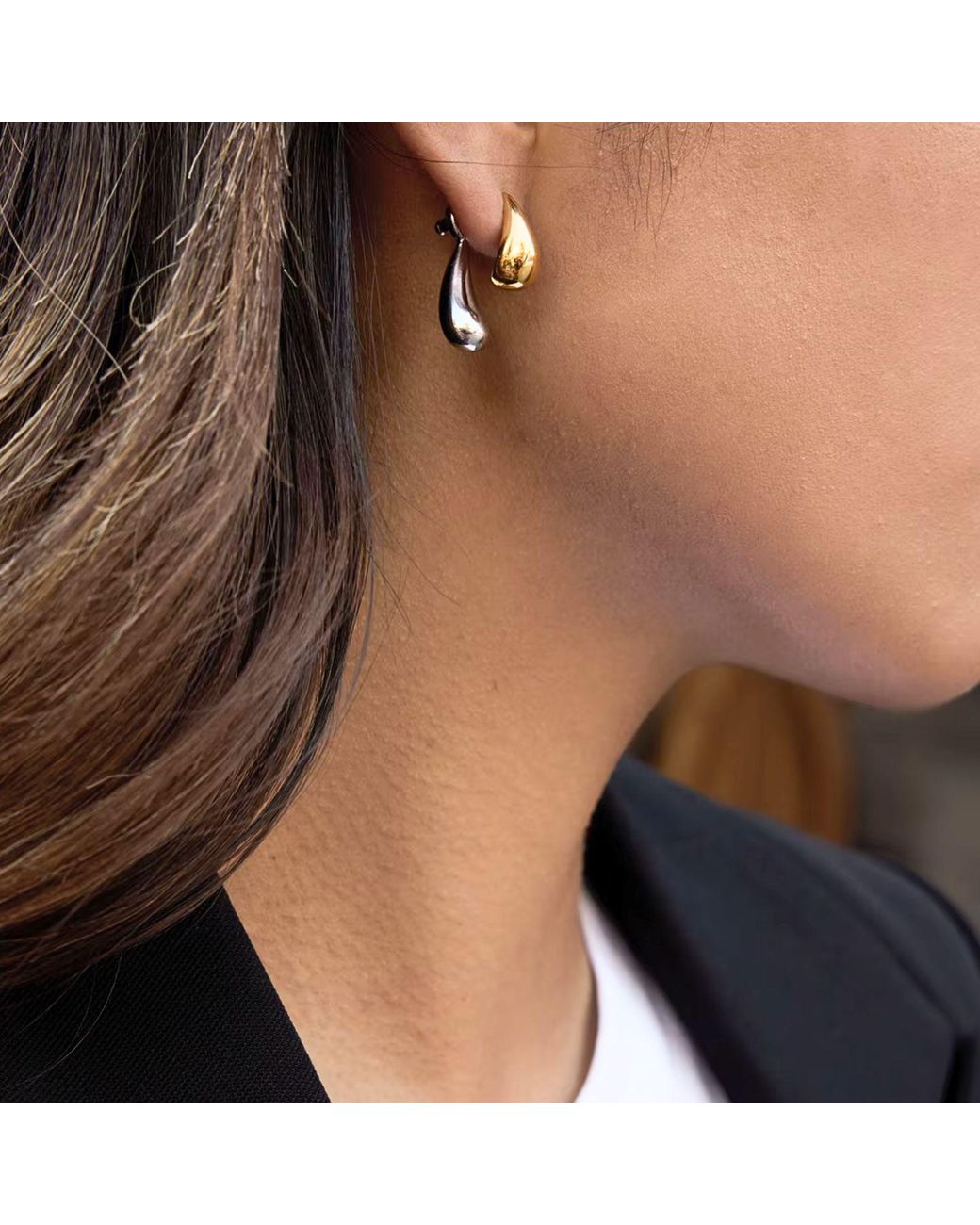 Olivia Le Metallic Two Tone Teardrop Earring