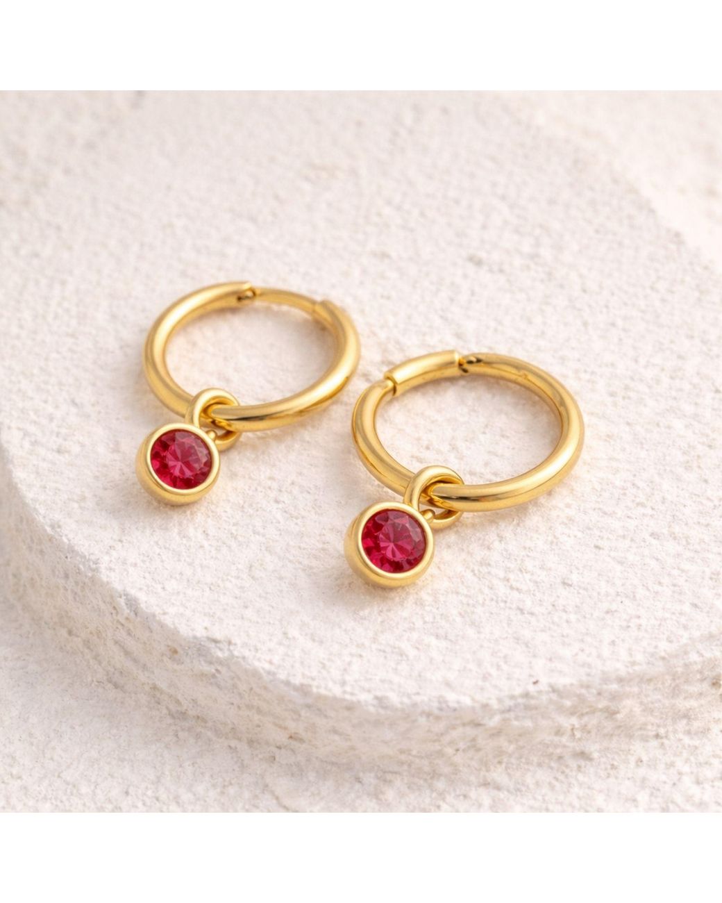 Lily Flo Jewellery Ruby Drop Sleeper Hoops in Metallic | Lyst UK