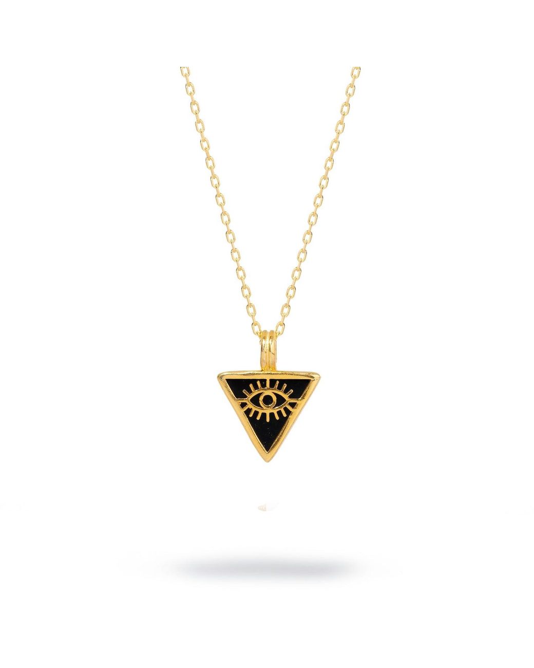 Ebru Jewelry Metallic Onyx & Triangle Pendant Evil Eye Talisman Necklace