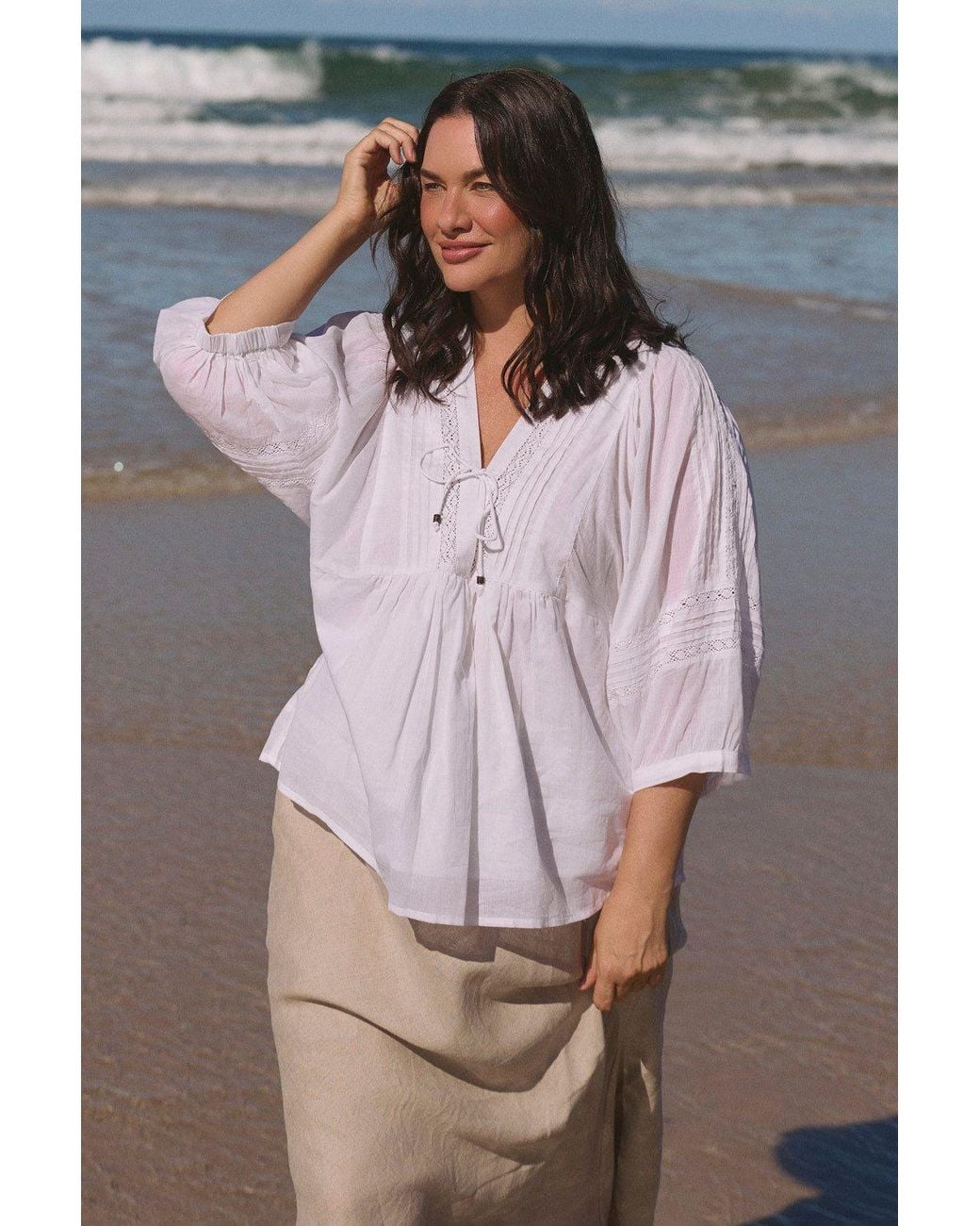 Adrift Clothing White Cairo Boho Blouse