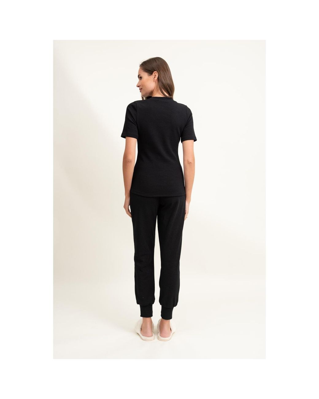 Oh!Zuza Black Cotton Ribbed Sweatpants