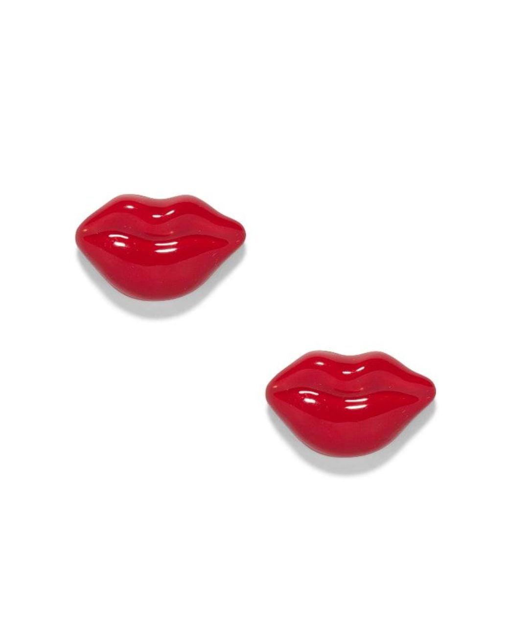The Pink Reef Red Hand-Painted Kiss Kiss Lips Stud