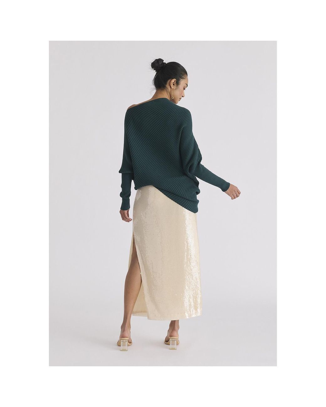 Paisie Green Draped Knitted Jumper