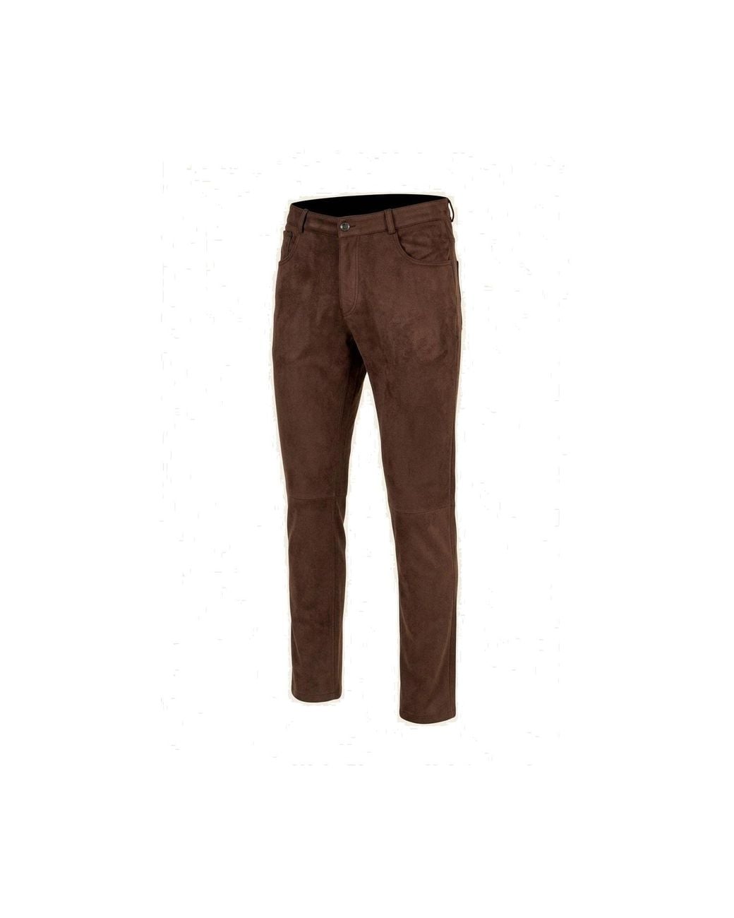 Ron Tomson Brown Microsuede Lightweight Tapered Pants for men