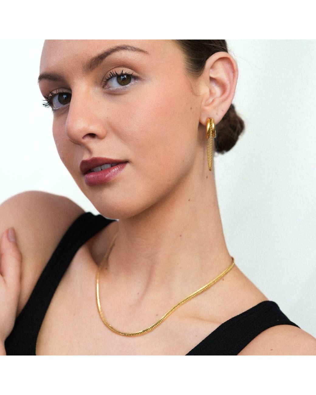 Miss Cecilia Metallic Chain Hoop Earrings